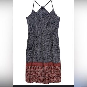 Patagonia Navy Maxi Dress with Rust Border